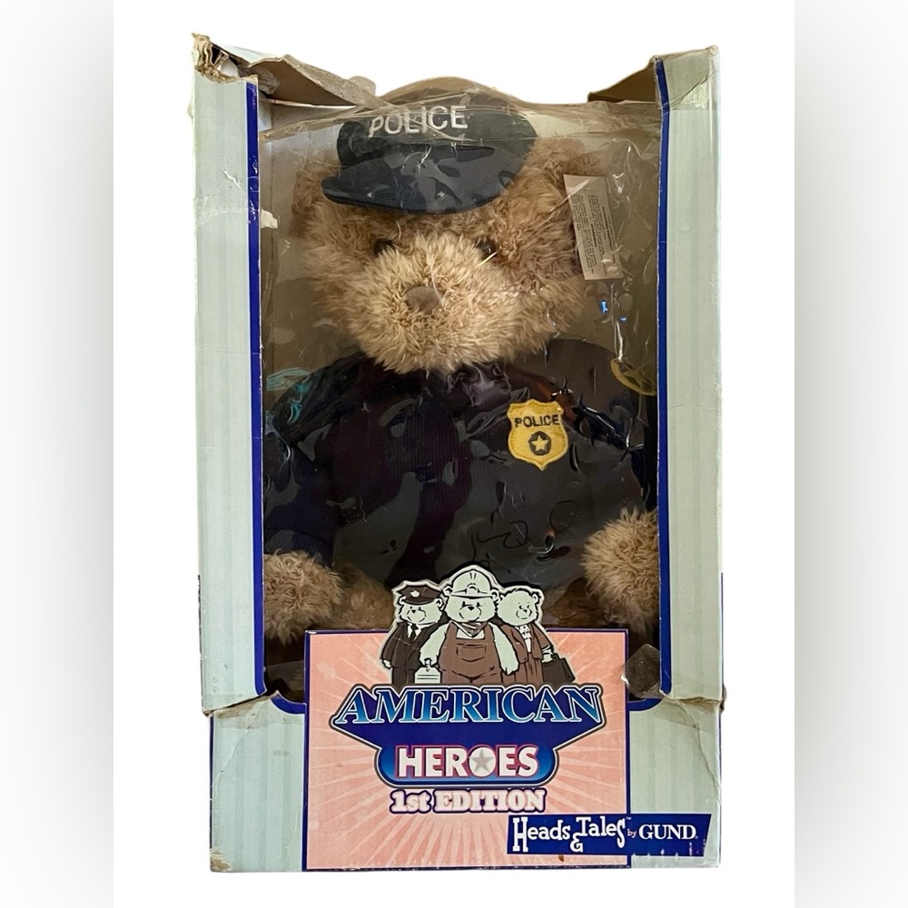Gund American Heroes Police Bear In Original Packaging - Tan and Blue